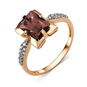 Кольцо из красного золота с раухтопазом