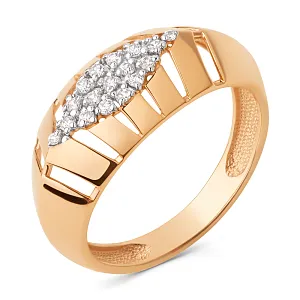 Кольцо из красного золота с фианитами