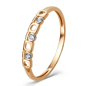 Кольцо из красного золота с фианитами