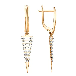 Серьги из красного золота с фианитами