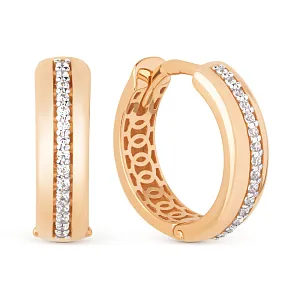 Серьги конго из красного золота с фианитами