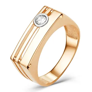 Кольцо из красного золота с фианитом