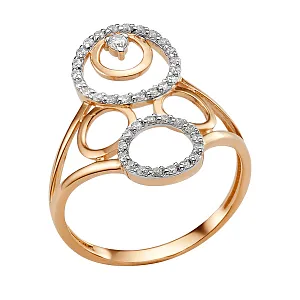 Кольцо из красного золота с фианитами