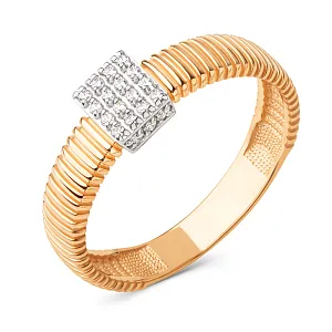 Кольцо из красного золота с фианитами