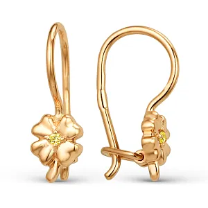 Серьги детские из красного золота