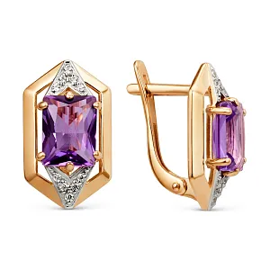 Серьги из красного золота с аметистами