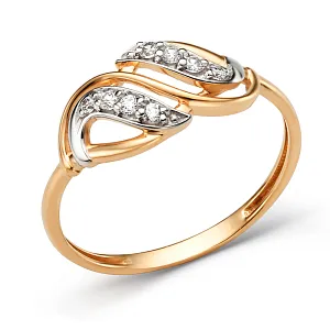 Кольцо из красного золота с фианитами