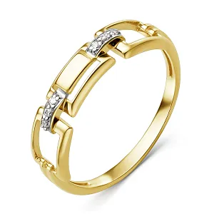 Кольцо из желтого золота с фианитами