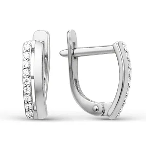 Серьги из белого золота с фианитами