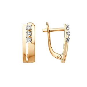 Серьги из красного золота с фианитами