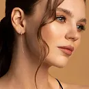 Серьги продевки из красного золота с фианитами