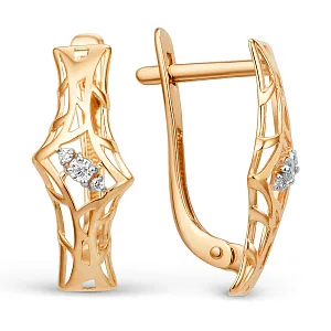 Серьги из красного золота с фианитами