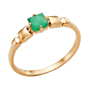 Кольцо из красного золота с зеленым агатом