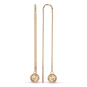 Серьги продевки из красного золота