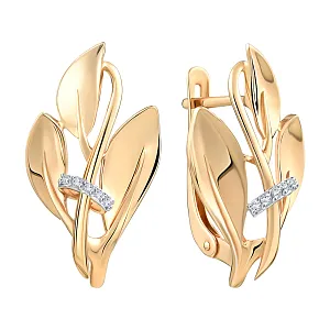 Серьги из красного золота с фианитами