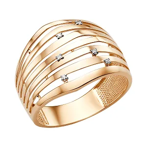 Кольцо из красного золота с фианитами