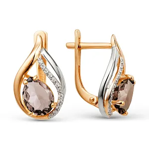 Серьги из красного золота с раухтопазами