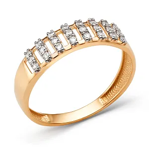 Кольцо из красного золота с фианитами