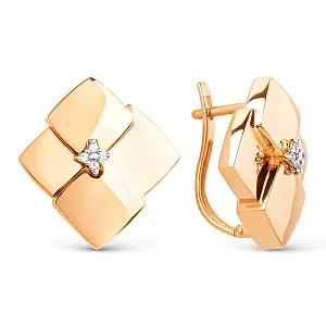 Серьги из красного золота с фианитами