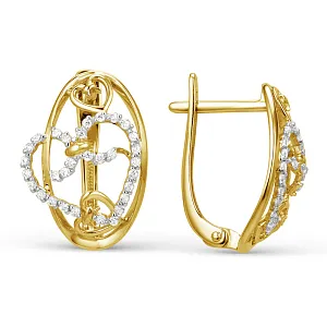 Серьги из желтого золота с фианитами