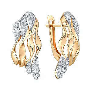 Серьги из красного золота с фианитами