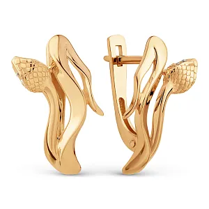 Серьги из красного золота с фианитами