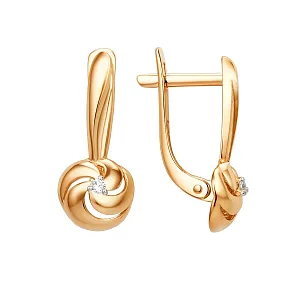 Серьги из красного золота с фианитами