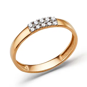 Кольцо из красного золота с фианитами