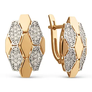 Серьги из красного золота с фианитами