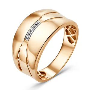 Кольцо из красного золота с фианитами