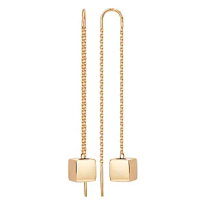 Серьги продевки из красного золота