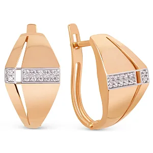 Серьги из красного золота с фианитами