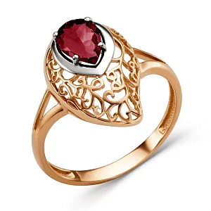 Кольцо из красного золота с гранатом