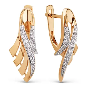 Серьги из красного золота с фианитами