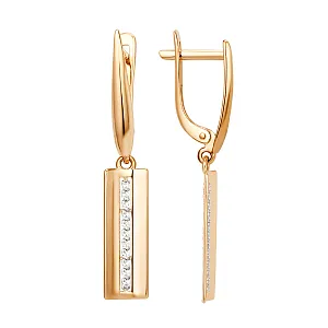 Серьги из красного золота с фианитами