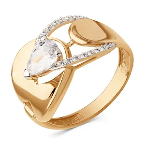 Кольцо из красного золота с фианитами