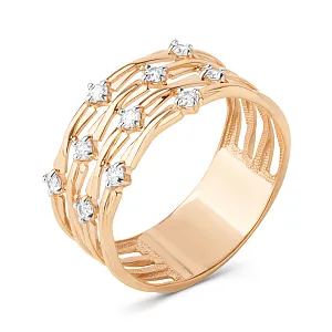 Кольцо из красного золота с фианитами