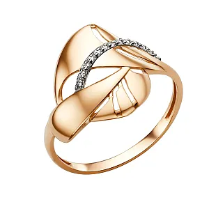 Кольцо из красного золота с фианитами