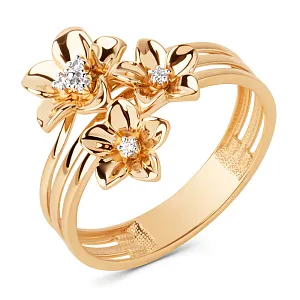 Кольцо из красного золота с фианитами