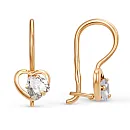 Серьги детские из красного золота с фианитами