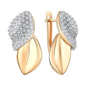 Серьги из красного золота с фианитами