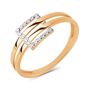 Кольцо из красного золота с фианитами