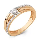 Кольцо из красного золота с фианитами