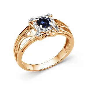 Кольцо из красного золота с сапфиром