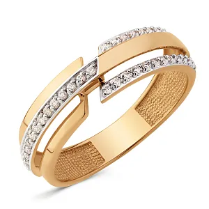 Кольцо из красного золота с фианитами