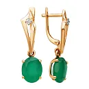Серьги из красного золота с зелеными агатами