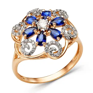 Кольцо из красного золота с корундами