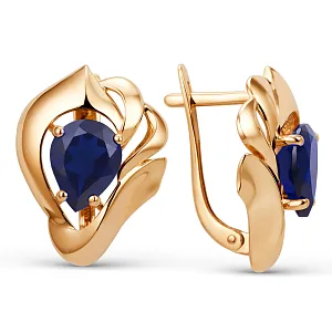 Серьги из красного золота с корундами