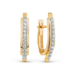 Серьги из красного золота с фианитами