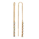 Серьги продевки из красного золота с фианитами